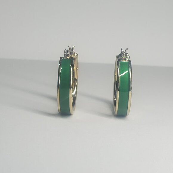 Green Enamel Earrings - Picture 5 of 6